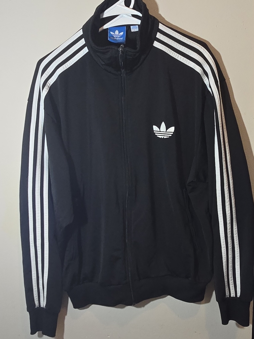 adidas Black Track Jacket with White Stripes